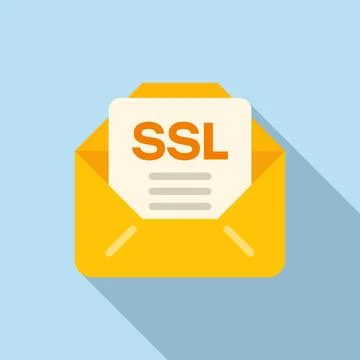 Mail SSL certificate icon flat vector. Web data Illustrazione stock