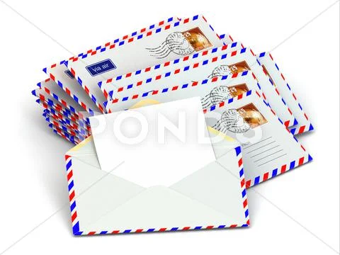 Mail. stack of envelopes and empty letters. Stock Illustration