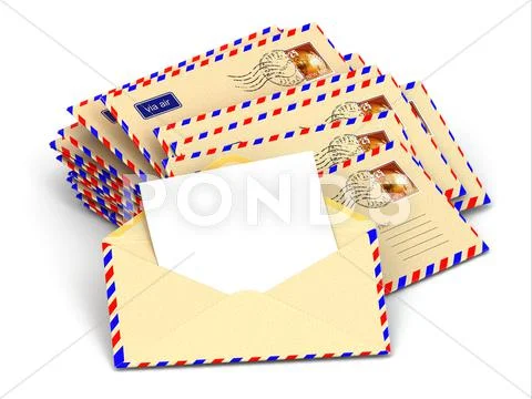 Mail. stack of envelopes and empty letters. Stock Illustration