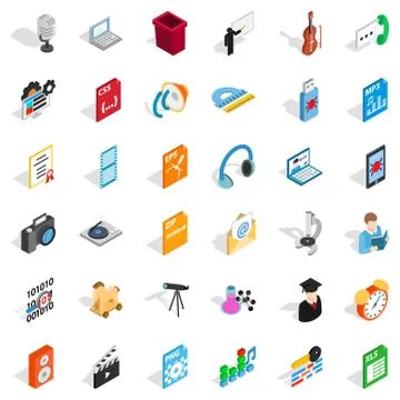 Mail technology icons set, isometric style Illustrazione stock