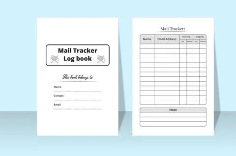 Mail tracker KDP interior logbook. Mail tracker journal template. Incoming an Stock Illustration