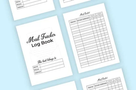Mail tracker log book KDP interior. Mail incoming and outgoing tracker notebo Stock Illustration