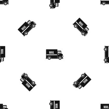 Mail truck pattern seamless black Stock Illustration