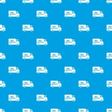 Mail truck pattern seamless blue 스톡 일러스트