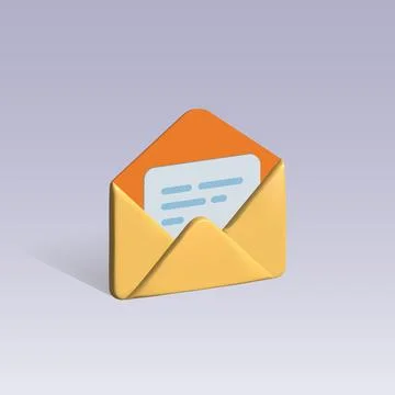 Mail vector 3d icon. open envelope 3d icon. open letter 3d illustration Illustrazione stock