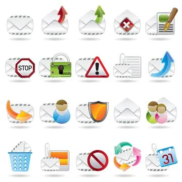 Mail Vector and Letter Icons Stock Illustration