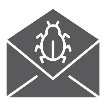 Mail virus attack glyph icon, message and security 스톡 일러스트