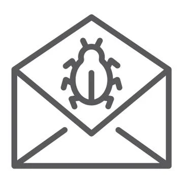 Mail virus attack line icon, message and security Stock Illustration