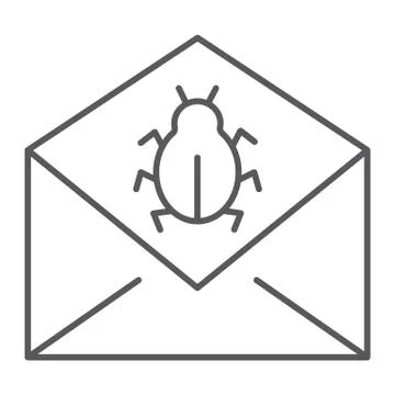 Mail virus attack thin line icon, message Illustrazione stock