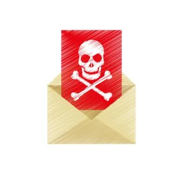 Mail with virus icon image Illustrazione stock