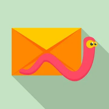 Mail virus worm icon, flat style 스톡 일러스트