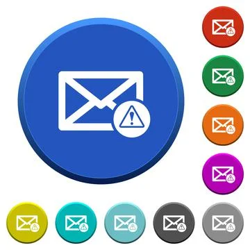 Mail warning beveled buttons Stock Illustration