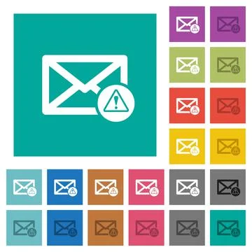 Mail warning square flat multi colored icons Stock Illustration