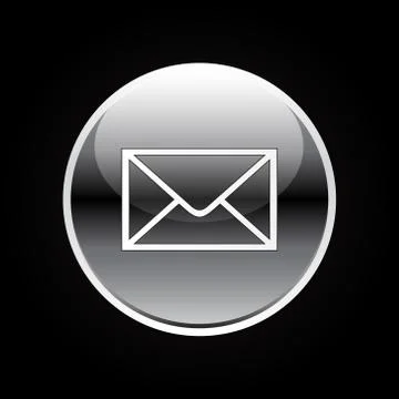 Mail white button on black Stock Illustration