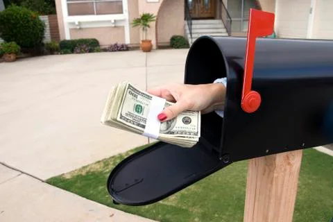 Mailbox and buncle of cash Stock Photos