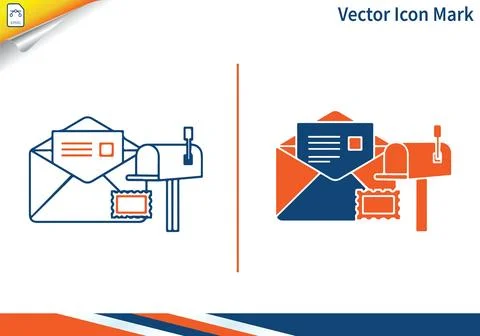 Mailbox and envelope vector icon mark for postal service design. Stock-Illustration
