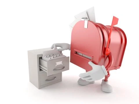 Mailbox character with archive Stock-Illustration