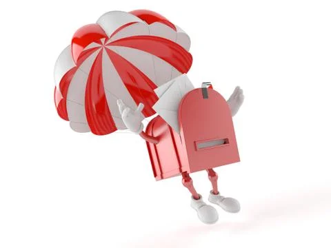 Mailbox character with parachute Stock Illustration