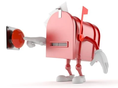 Mailbox character with push button Stock Illustration