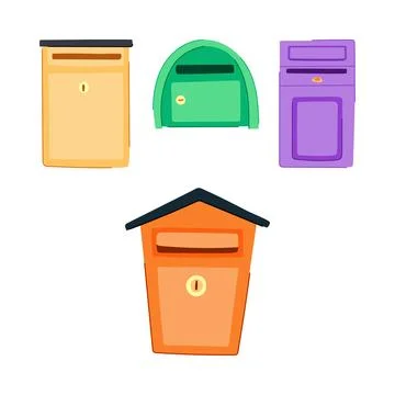 Mailbox collection featuring various colorful designs Stock Illustration