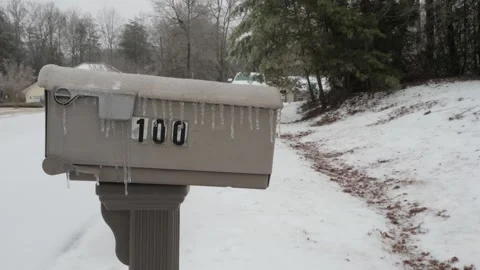 Mailbox covered in ice from ice storm Stock Footage 327725418