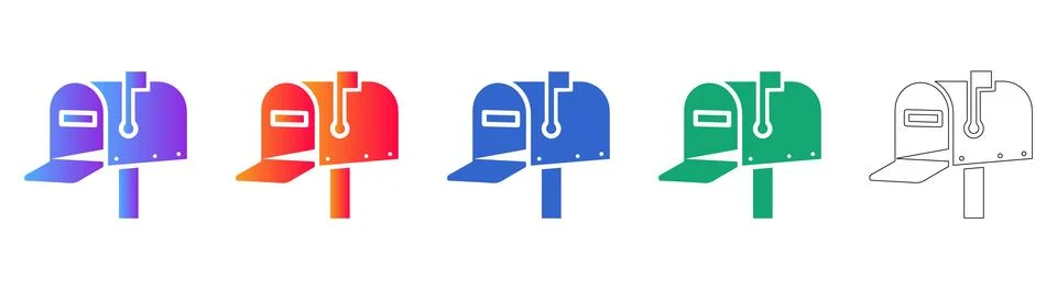 Mailbox Delivery Icon Set Stock Illustration