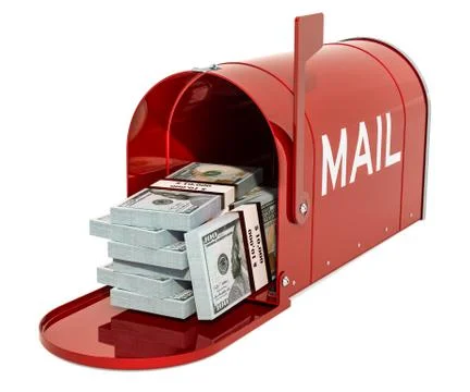 Mailbox with dollar packs. 3D rendering Stock Illustration