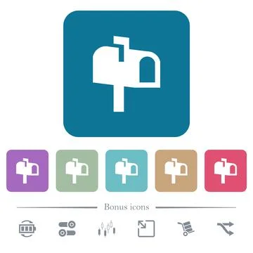 Mailbox flat icons on color rounded square backgrounds イラスト素材