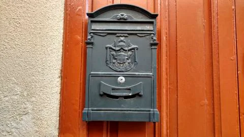 Mailbox  on front of door. Stock Photos