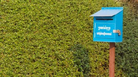 Mailbox in front of Siamese rough bush texture. Stock Photos