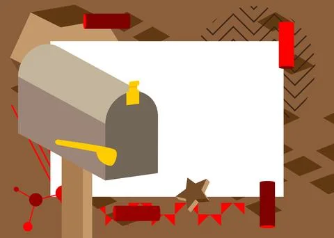 Mailbox geometrical graphic retro theme background. Minimal geometric eleme.. Stock Illustration
