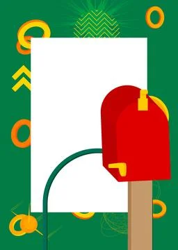 Mailbox geometrical graphic retro theme background. Minimal geometric eleme.. Stock Illustration