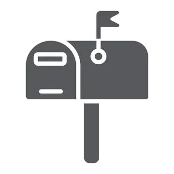 Mailbox glyph icon, post and address, pobox sign, vector graphics, a solid Stock Illustration