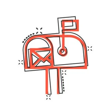 Mailbox icon in comic style. Postbox cartoon vector illustration on white iso Stock-Illustration