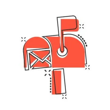 Mailbox icon in comic style. Postbox cartoon vector illustration on white iso Stock-Illustration