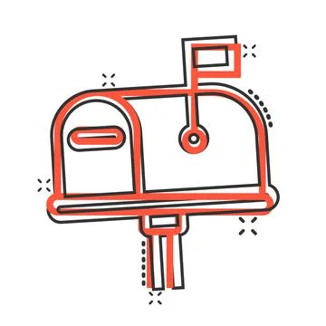Mailbox icon in comic style. Postbox cartoon vector illustration on white iso Stock-Illustration
