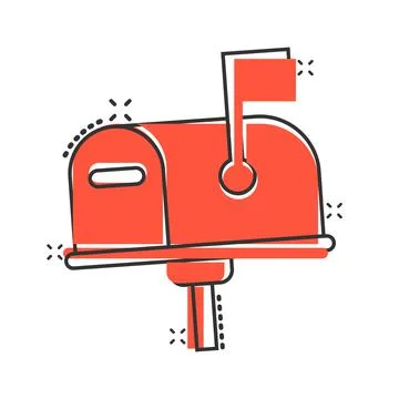 Mailbox icon in comic style. Postbox cartoon vector illustration on white iso Illustrazione stock