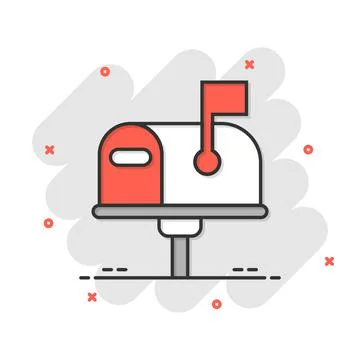 Mailbox icon in comic style. Postbox cartoon vector illustration on white iso Stock-Illustration