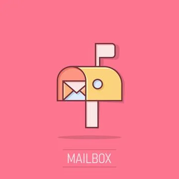 Mailbox icon in comic style. Postbox cartoon vector illustration on isolate.. Stock Illustration