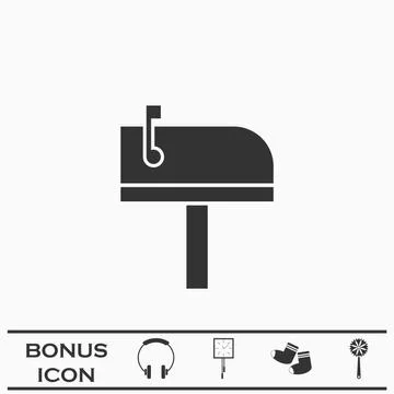 Mailbox icon flat Stock Illustration