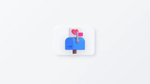 Mailbox icon with a heart envelope emerging in a 3d style animation Stock-Footage 345013316