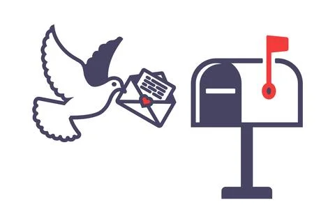 Mailbox icon with a letter. Stock Illustration