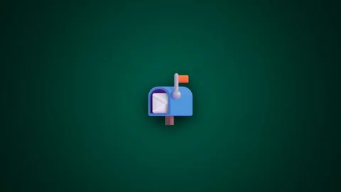 Mailbox icon with notification alert floating against a dark green background Stock Footage 346739464