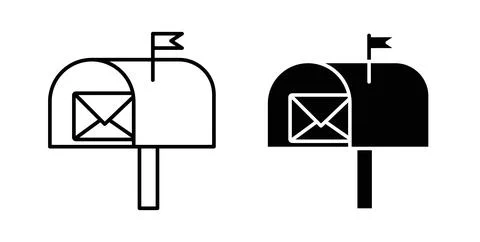 Mailbox icon. Style is flat and line symbol Illustrazione stock