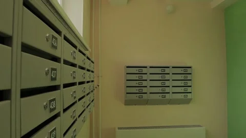 A mailbox inside an apartment building. Stock Footage 137620269