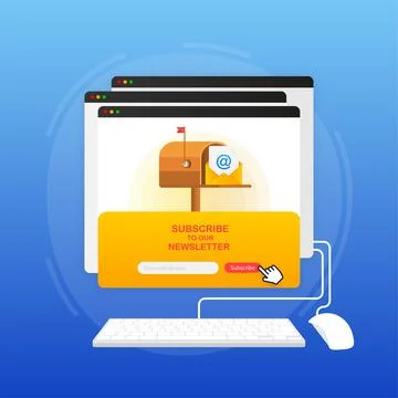 Mailbox with a letter inside in a flat style on screen device on a yellow Иллюстрация