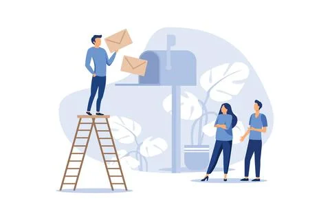 Mailbox with letters, receiving letters, sorting, Web mail or mobile service  Stock Illustration