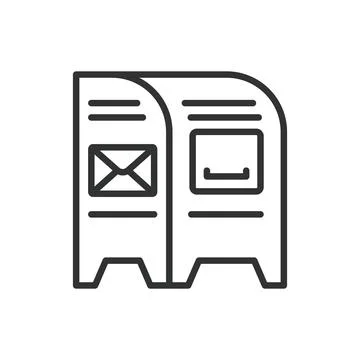 Mailbox, in line design. Mailbox, mail, envelope, letter, postal service Stock Illustration
