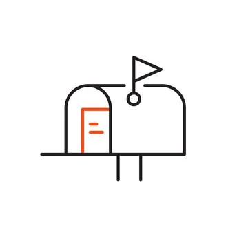 Mailbox line icon. Postbox outline icon. Isolated Stock Illustration