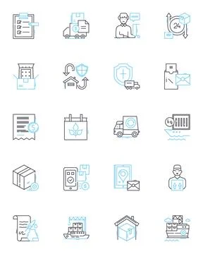 Mailbox linear icons set. Postbox, Envelope, Mail, Letter, Delivery, Postal Illustration
